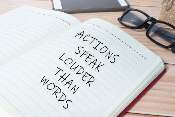 istock Actions speak louder than words text on notepad. Business concept. 1774648634