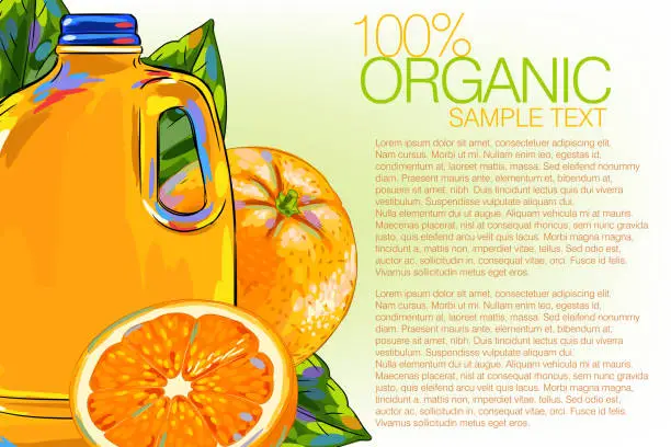 Vector illustration of Fresh Orange and Juice