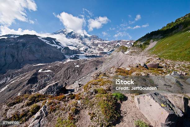 Lateral Moraine Of The Nisqually Glacier Stock Photo - Download Image Now - Beauty In Nature, Color Image, Dramatic Landscape