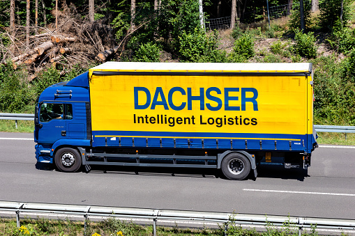 Wiehl, Germany - June 26, 2020: Dachser MAN TGM truck on motorway