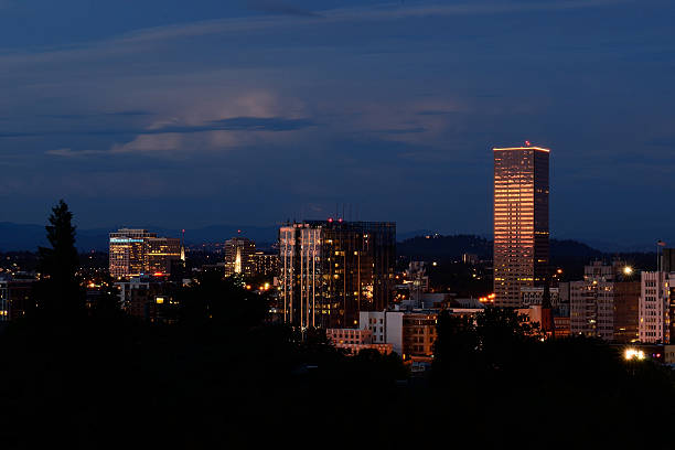 portland skyline with the fireworks