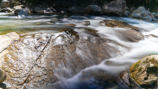 Long exposure of a waterfall through nature