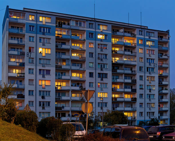 istock Evening hours block of flats exterior view 1774767808