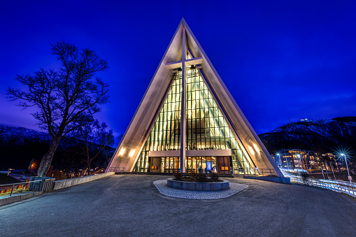 Blue hour at the Arctic Cathedral in Tromso