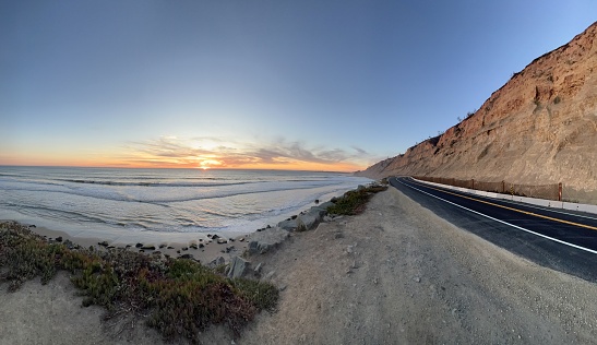 Panoramic Scene of the Pacific Coast Highway at Big Basin State Park entrance