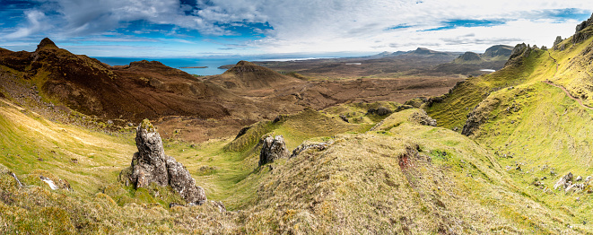 Beautiful panorama view of Quiraing, Scotland, Isle of Skye