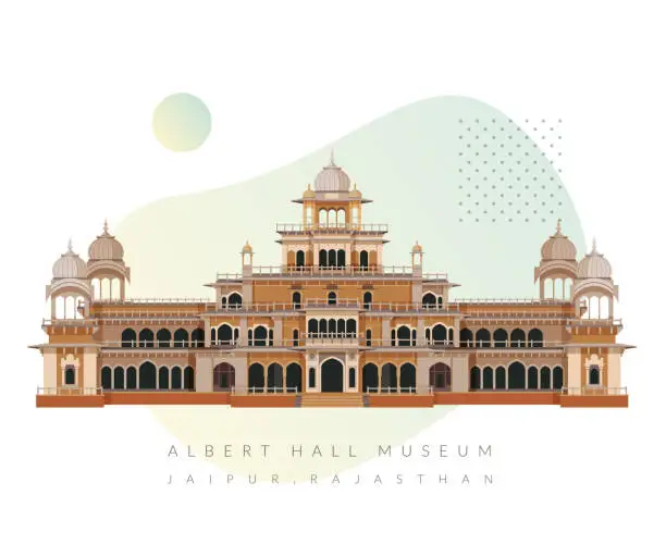 Vector illustration of Albert Hall Museum Jaipur as Stock Illustration