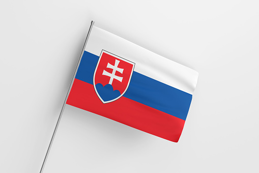 3d illustration flag of Slovakia. Slovakia flag waving isolated on white background with clipping path. flag frame with empty space for your text.