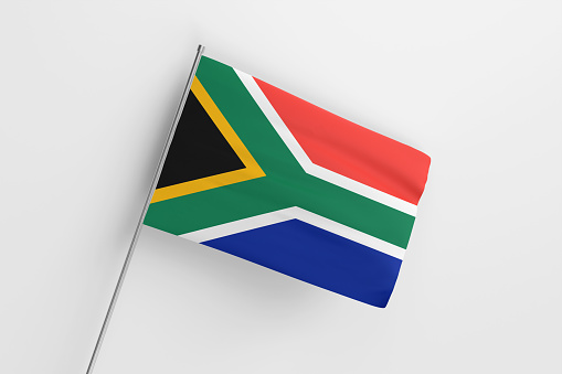 3d illustration flag of South Africa. South Africa flag waving isolated on white background with clipping path. flag frame with empty space for your text.