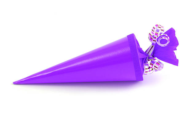 purple Conical bag of sweets Schultuete zur Einschulung - Conical bag of sweets zuckertüte stock pictures, royalty-free photos & images