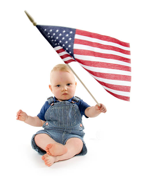 istock Baby boy with United States flag 177484791