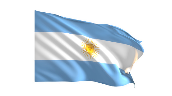 3d illustration flag of Argentina. Argentina flag waving isolated on white background with clipping path. flag frame with empty space for your text.