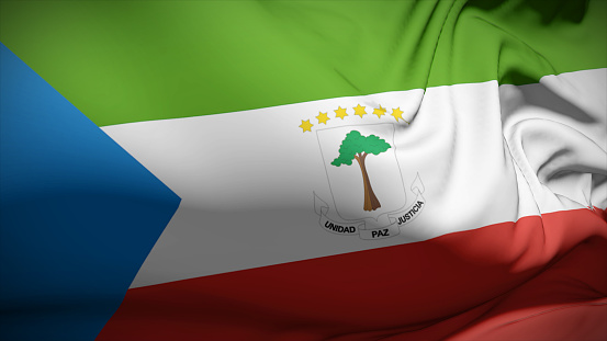 3d illustration flag of Equatorial Guinea. Close up waving flag of Equatorial Guinea.