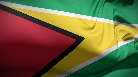 3d illustration flag of Guyana. Close up waving flag of Guyana.