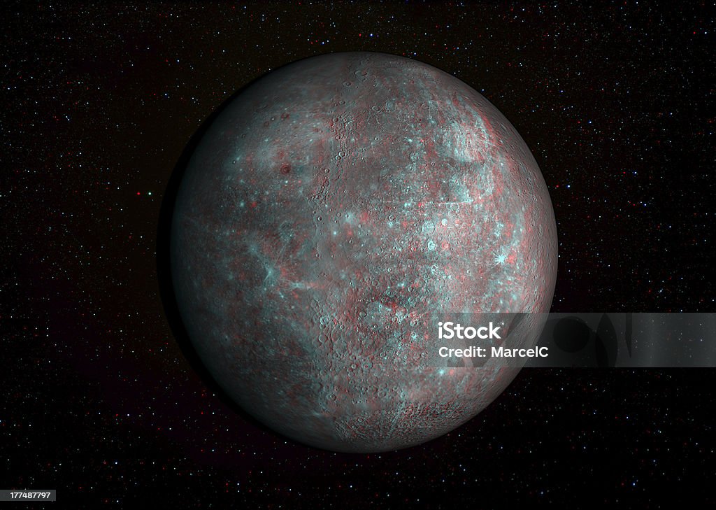 3 D Sistema solare serie: Mercury con stelle in background. - Foto stock royalty-free di Pianeta