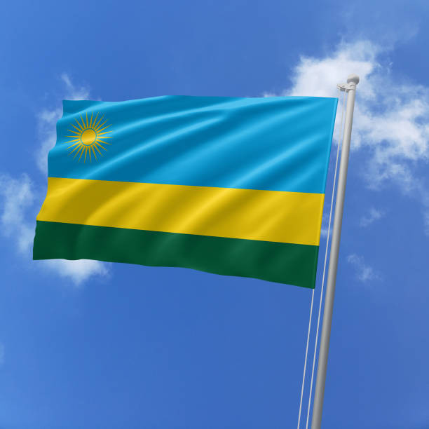 istock Rwanda flag fluttering in the wind on sky. 1774884191