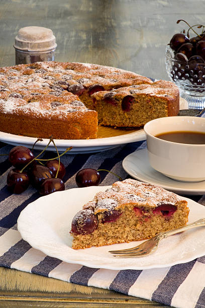 istock Cherry Almond Cake With Fresh Cherries And Coffee 177490058