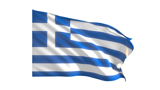 3d illustration flag of Greece. Greece flag waving isolated on white background with clipping path. flag frame with empty space for your text.