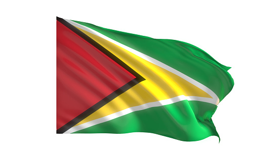 3d illustration flag of Guyana. Guyana flag waving isolated on white background with clipping path. flag frame with empty space for your text.