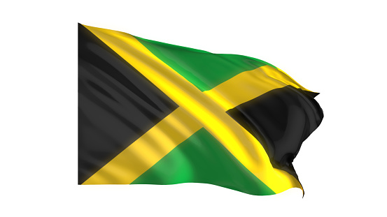 3d illustration flag of Jamaica. Jamaica flag waving isolated on white background with clipping path. flag frame with empty space for your text.
