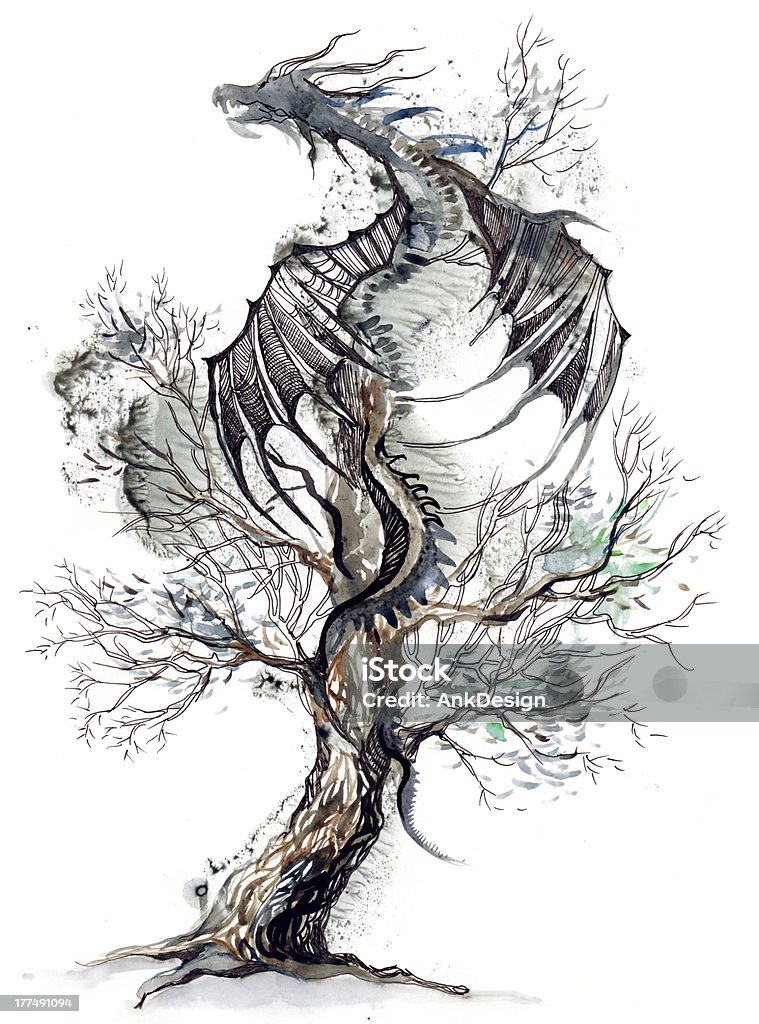 Best Dragon Riding Tree Dragon Tree Stock Illustration - Download Image Now - Dragon, Animal ...
