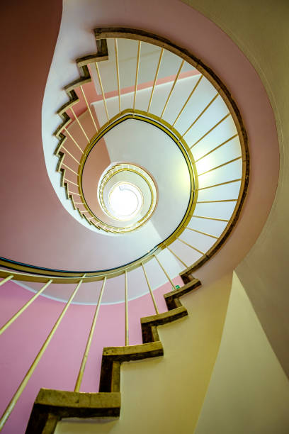 typical spiral staircase at a historic building in austria