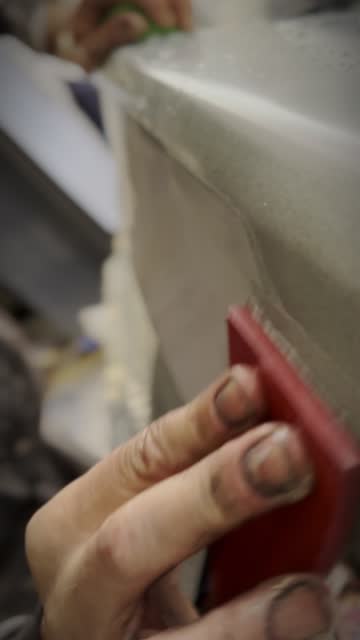 Auto Repair Sanding And Painting process of a car 4K stock video