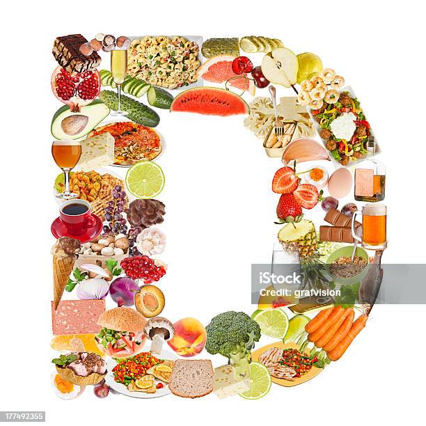 Lettera D Fatta Di Cibo - Fotografie stock e altre immagini di Alfabeto - Alfabeto, Alimentazione non salutare, Anguria