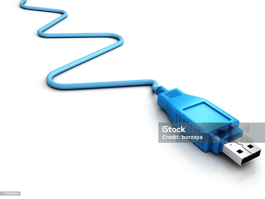 Usb Sign Blue Blue Usb Cable On White Background Stock Photo - Download Image Now ...