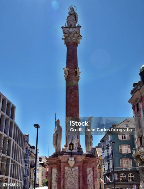 St Annes Column Stands In The City Centre Of Innsbruck On Mariatheresienstraße Stock Photo - Download Image Now