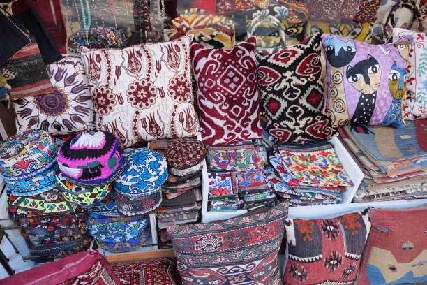 istock Colourful cushions on display for sale in a traditional Turkish Bazaar. 1774945292
