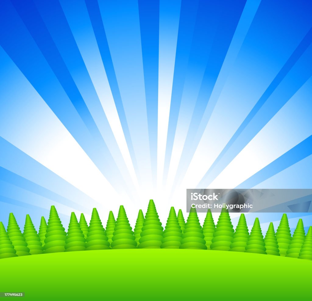 Sonnenaufgang über dem forest - Lizenzfrei Anhöhe Vektorgrafik