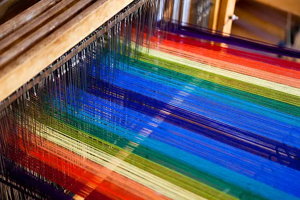 loom weaving close up shot