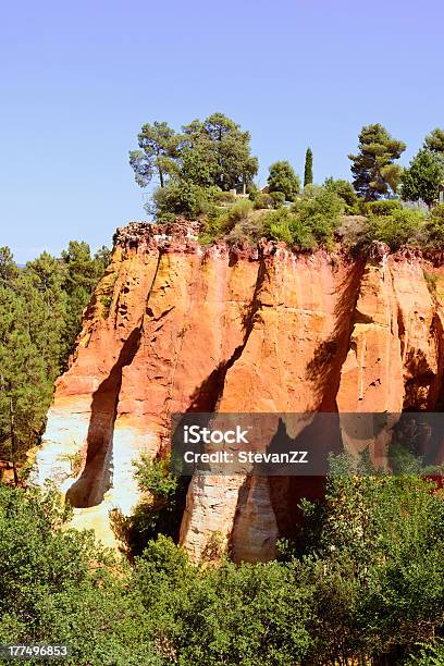 Les Ocres Du Roussillon Red Rock Formation Luberon Provence France Stock Photo - Download Image Now
