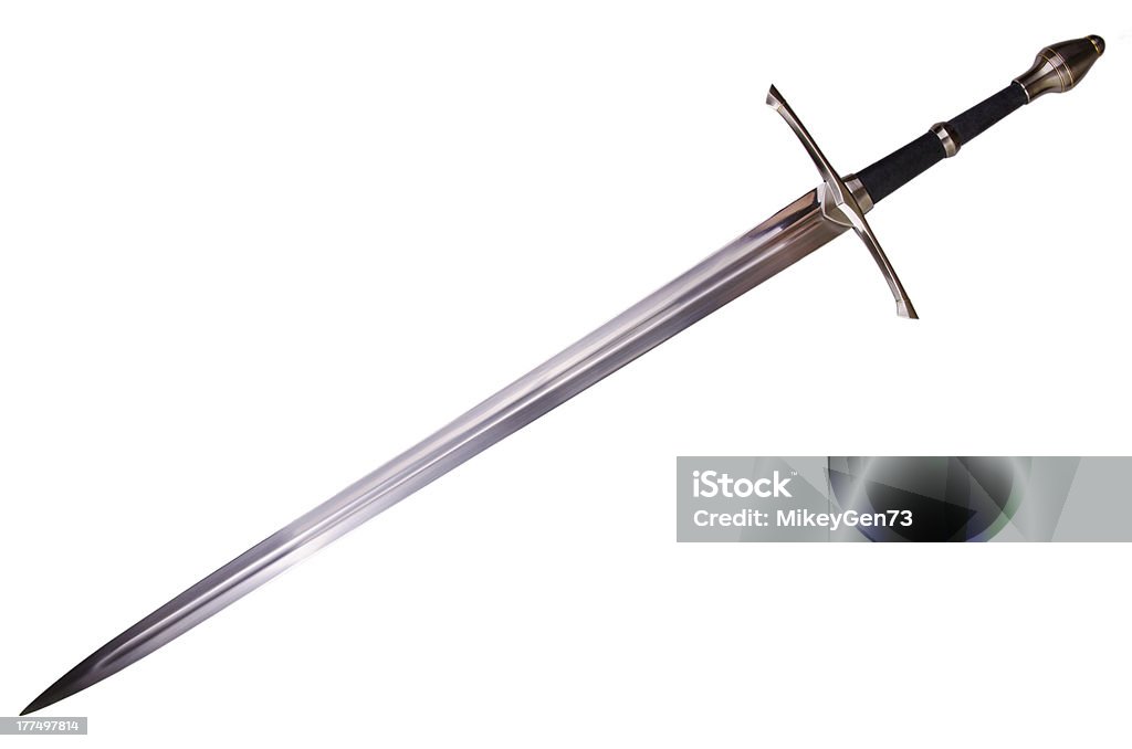 medieval sword Medieval sword isolated on white background disposed by diagonal. Sword Stock Photo
