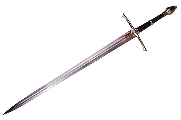 medieval sword Medieval sword isolated on white background disposed by diagonal. sword stock pictures, royalty-free photos & images