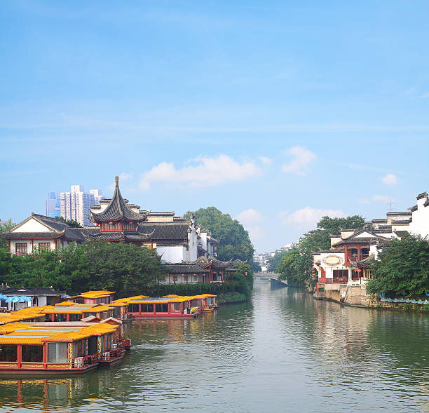 istock Nanjing Confucius Temple and boat on the River 177498179