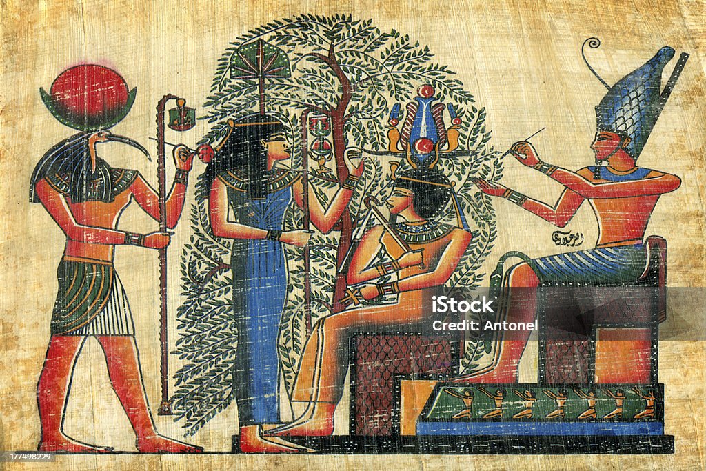egyptian papyrus egyptian papyrus  with elements of egyptian ancient civilization Antique Stock Photo