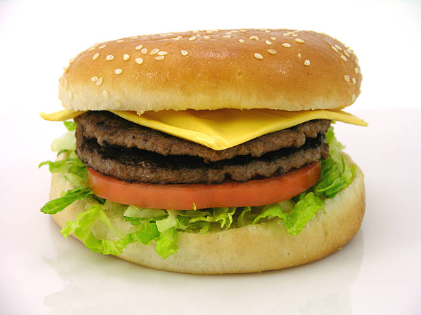 double cheese burger stock photo