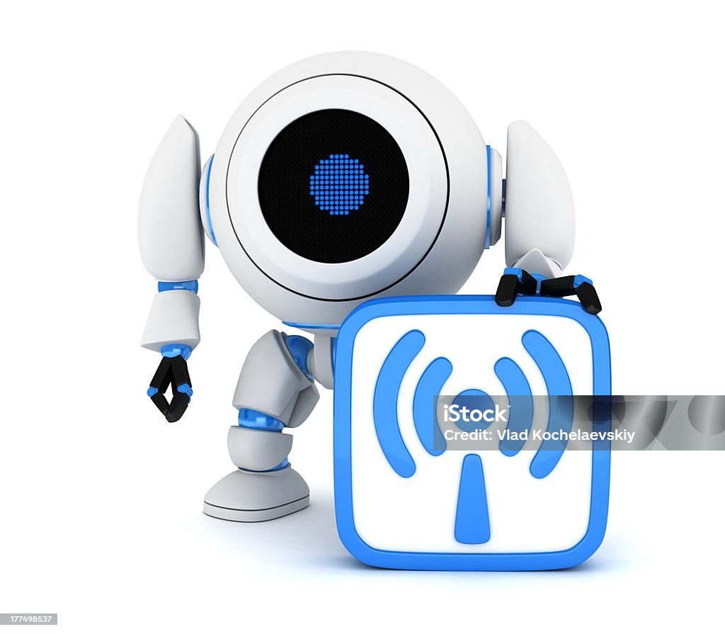 Robô e símbolo de Wi-Fi - Royalty-free Abstrato Foto de stock