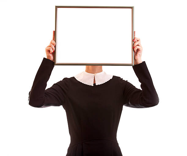 istock Businesswoman holding white blank frame 177499987
