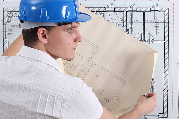 Man in the blue helmet. stock photo