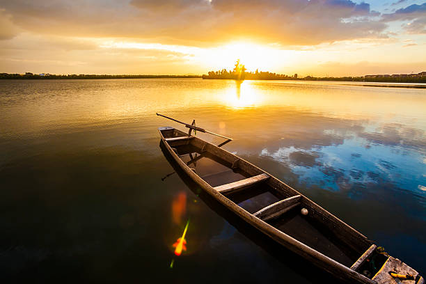 istock wooden boat under twilight 177501179