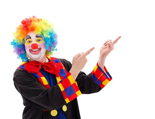 istock Happy clown pointing upward 177501707