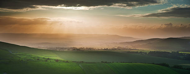 istock Beautiful English countryside landscape over rolling hills 177501954