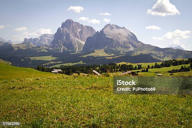 Seiser Alm Panoramic View Plattkofel And Langkofel Stock Photo - Download Image Now