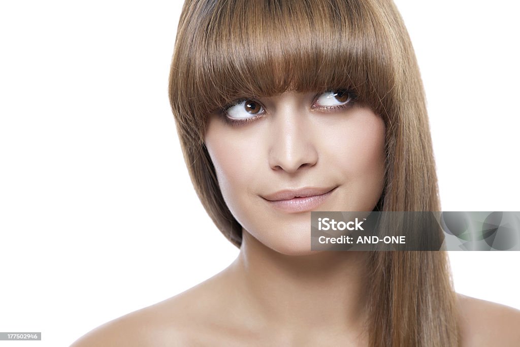 Beauty looking up Portrait of an young woman looking up Adult Stock Photo
