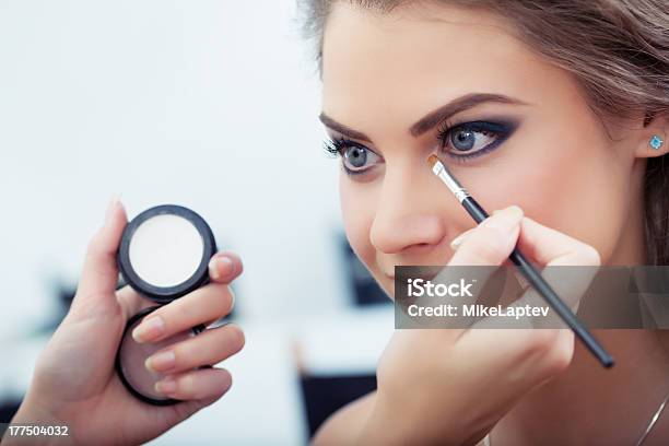 A Makeup Artist Putting Eyeshadow On A Woman Stock Photo - Download Image Now - Adolescence, Adult, Adults Only