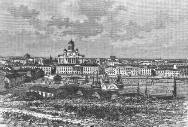 helsinki, alte vintage-illustration, 1898 - helsinki stock-grafiken, -clipart, -cartoons und -symbole