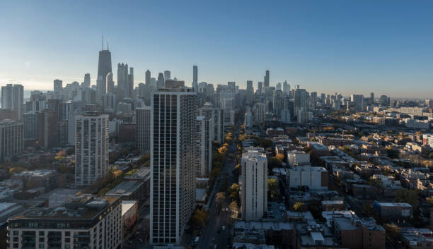 istock Panoramic high angle view of Chicago at sunrise 1775041838